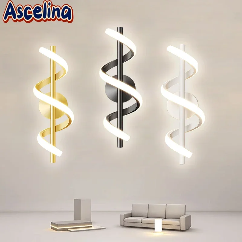 

Modern LED Wall Light Minimalist Black White Gold Line Wall Sconce For Living Room Bedroom Bedside Corridor Indoor Decor Fixture