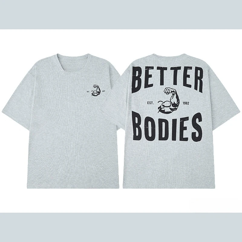 Pro Display Latissimus Dorsi Short-Sleeved Fitness European Style Powerlifting Big-Sized Muscular Male T-Shirt for Sports Wear image 4