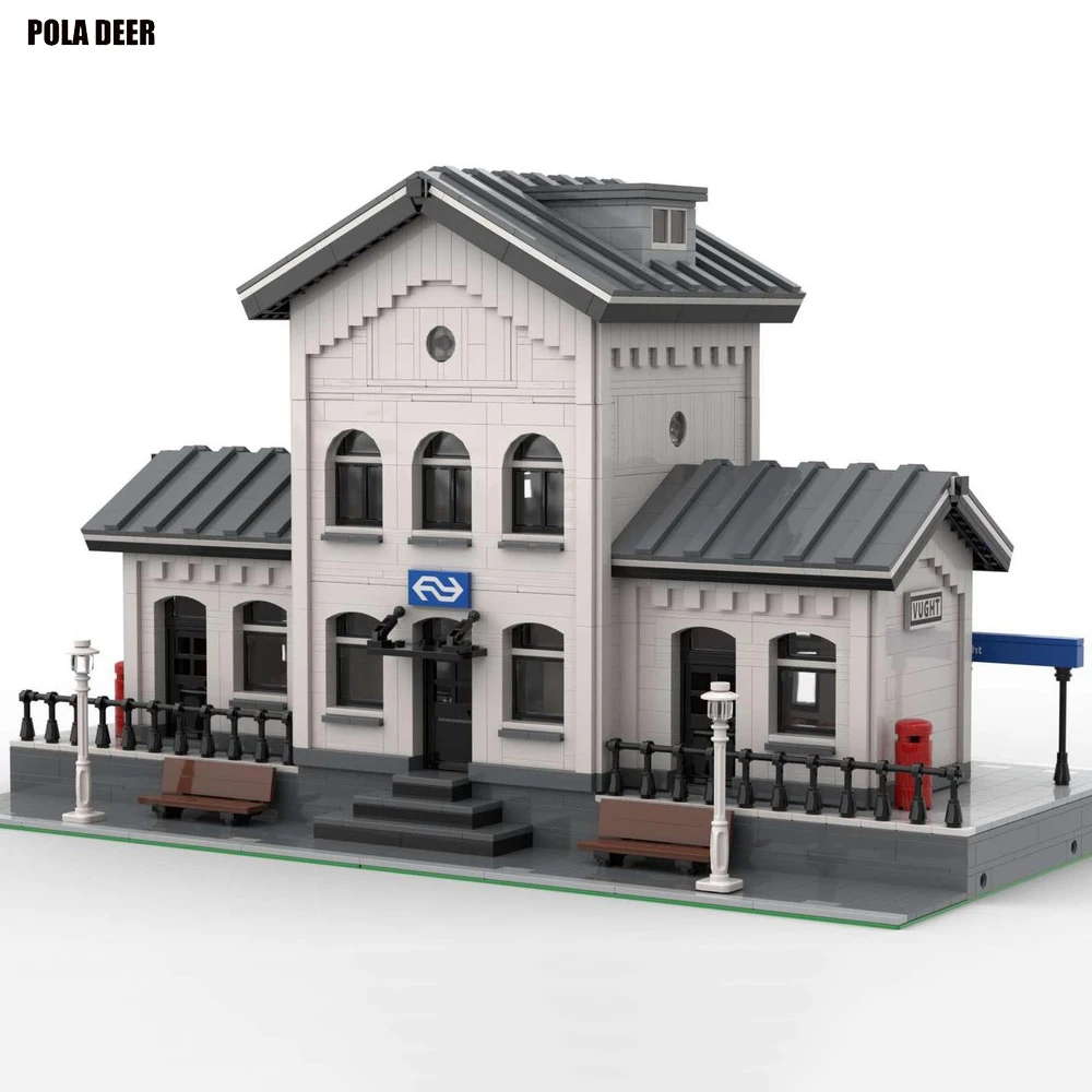 

Poladeer 3227 Pcs Figget Railway Station Memorial Creative Assembly Building Blocks Puzzle Model Boy Toy Birthday Holiday Gift