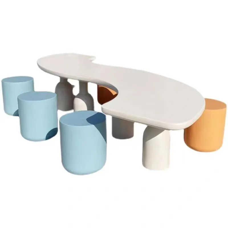 Creative FRP leisure seat, shopping mall stool, custom mushroom combination shopping mall rest area, FRP seat view 5