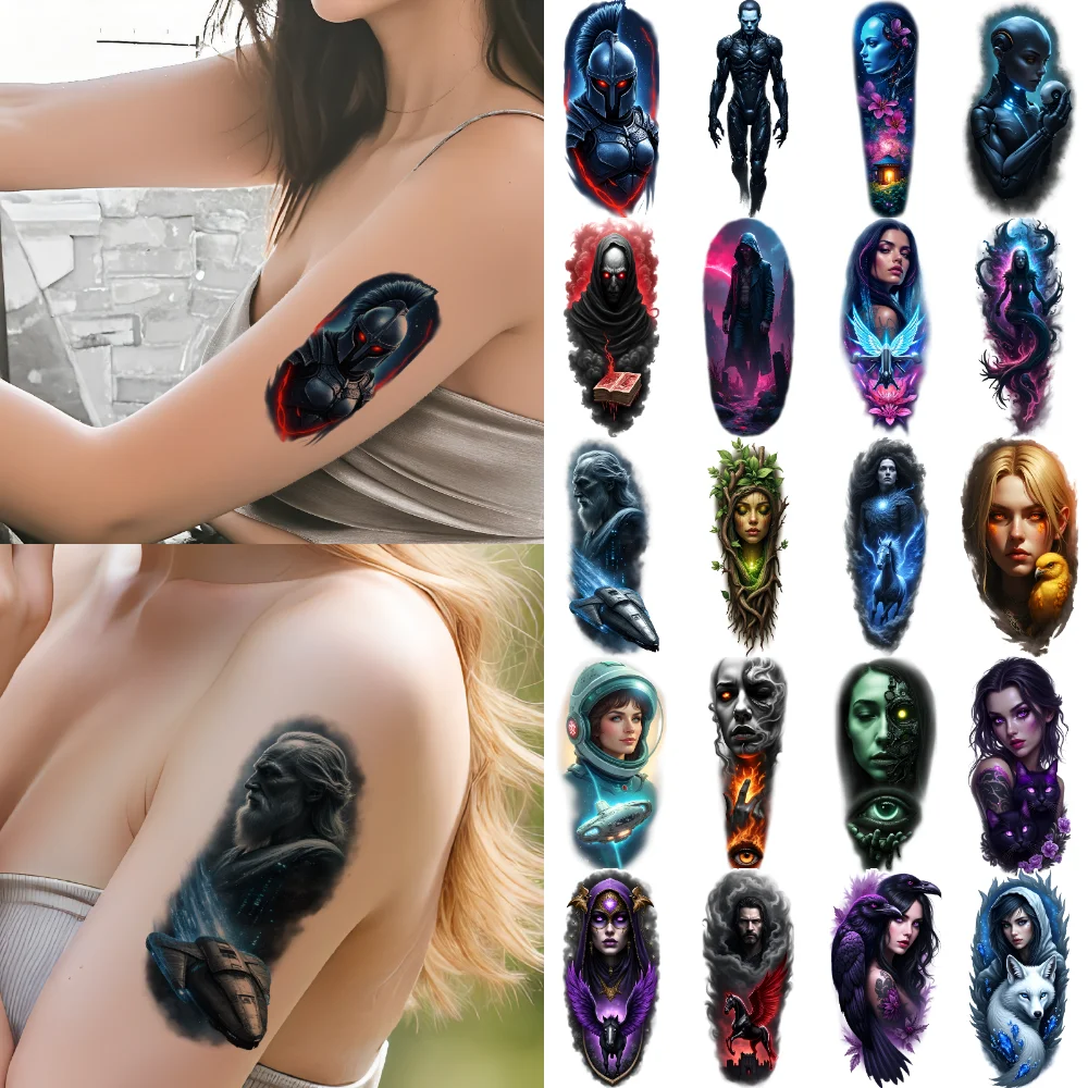 

12pcs Temporary Tattoo Space Tattoos Colorful Realism Eye Tattoos Warrior Tattoos Waterproof Long-lasting Body Stickers For