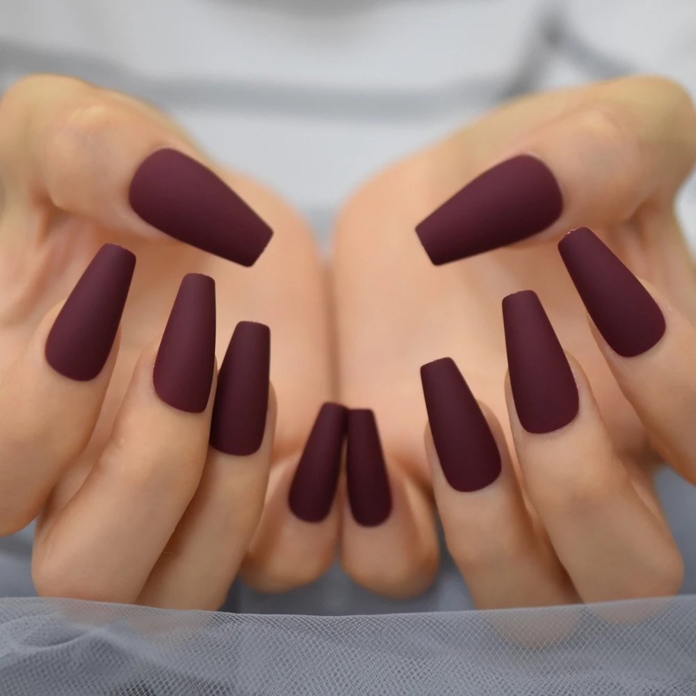 Ruber Matte Nude Накладные ногти Труна Желтый Розовый Розовый Зеленый Балерина Пресс на ногти Длинные художественные советы Полный комплект 24