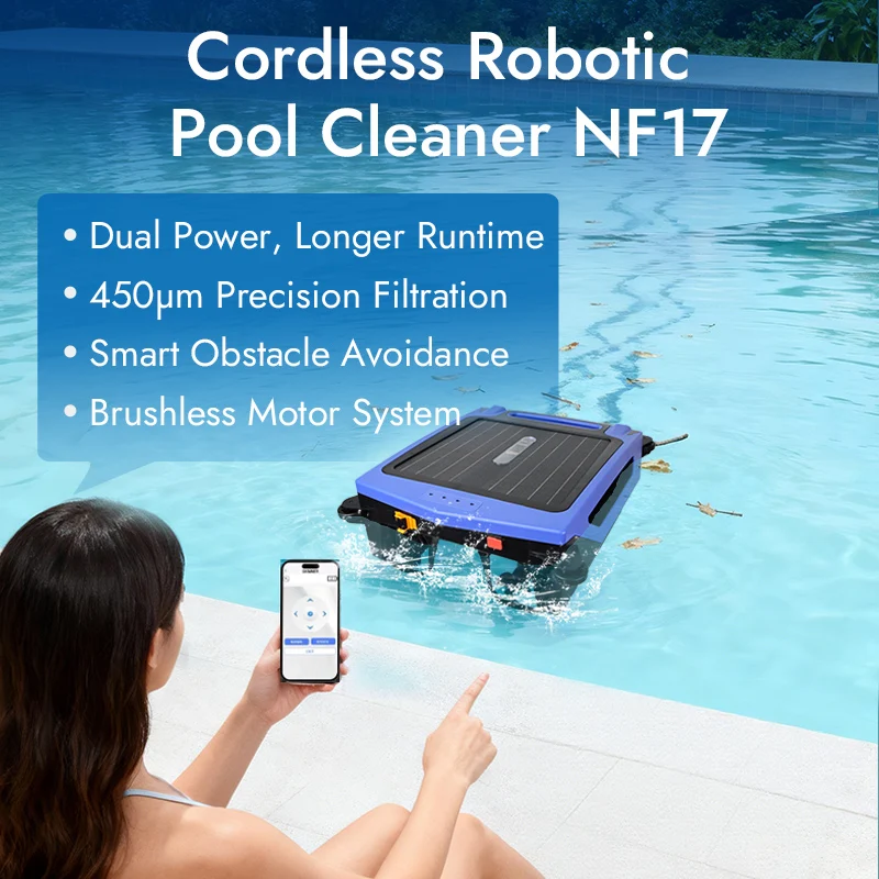 Automatic Solar Pool Surface Cleaning Robot Wireless Remote Control High Quality Eco-Friendly Pool Skimmer for Large Residential