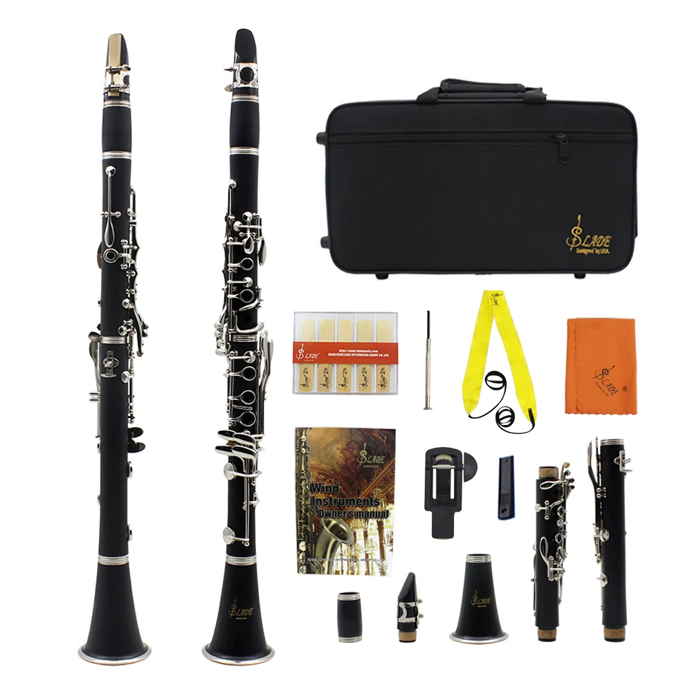 SLADE Clarinet Bb Professional Clarinet for Concert Performance 17 Keys Clarinet with Clarinet Cleaning Kit Reeds Accessories