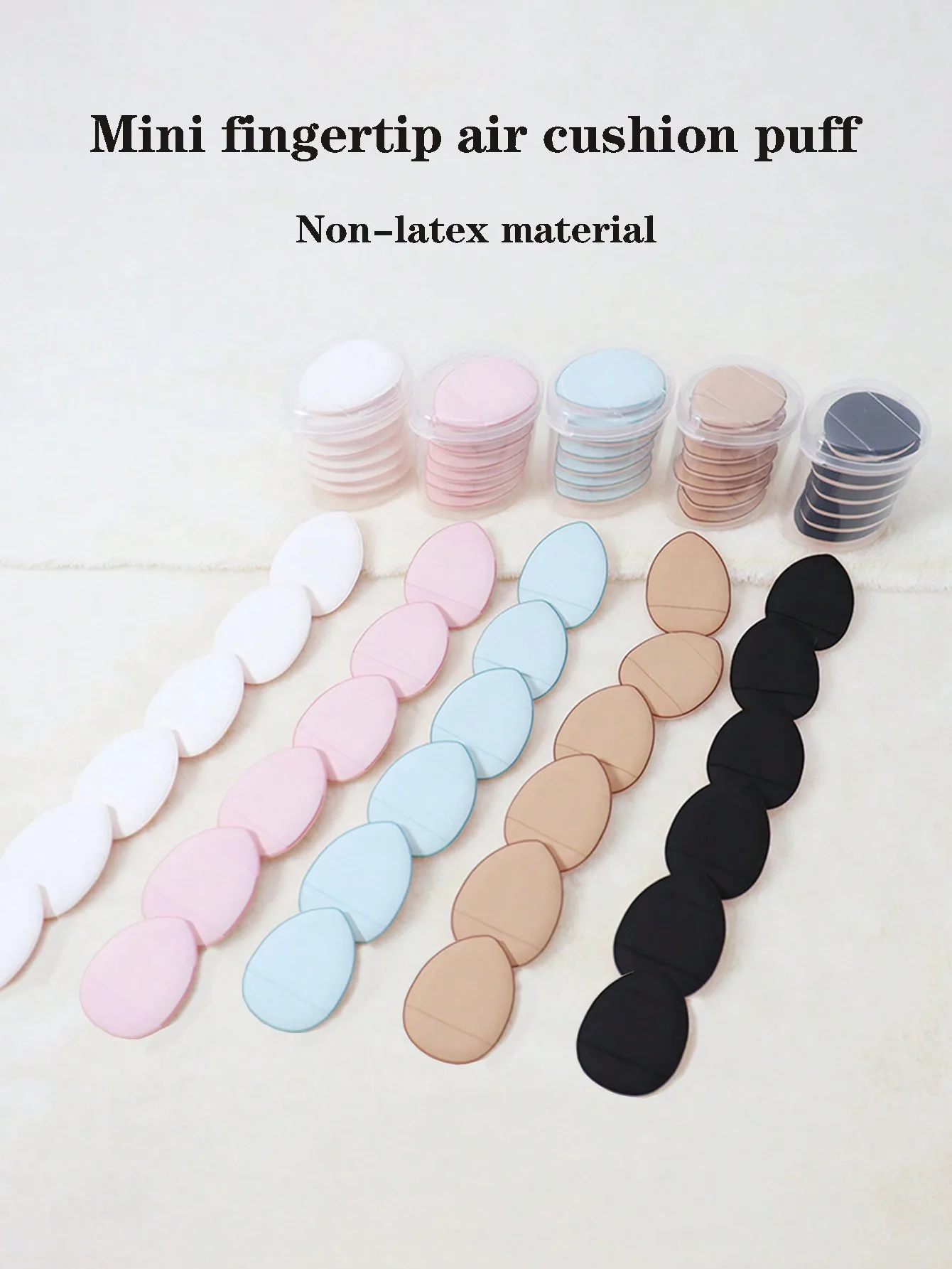 6Pcs Finger Powder Puffs Soft Non‑Latex Makeup Sponge Pads With Storage Box Reusable Finger‑Style Foundation Blending Puffs