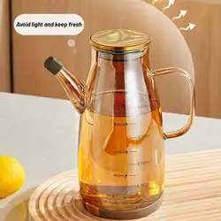 600/800/1000ml Oil Bottle Kitchen Glass Oil Pot Large Capacity Leak-Proof Pour Soy Vinegar Tank Oil Dispenser Kitchen Tools