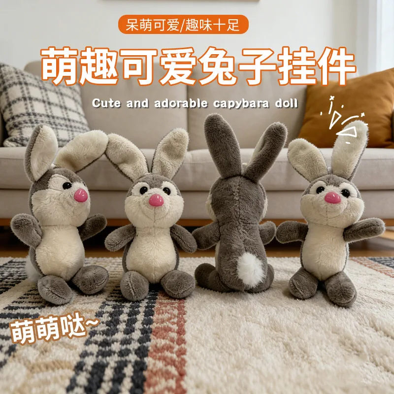 fluffy rabbit keychain Ring Plush Pompon Bunny Bag Pendant For Couple Car Key Ring Jewelry Gifts