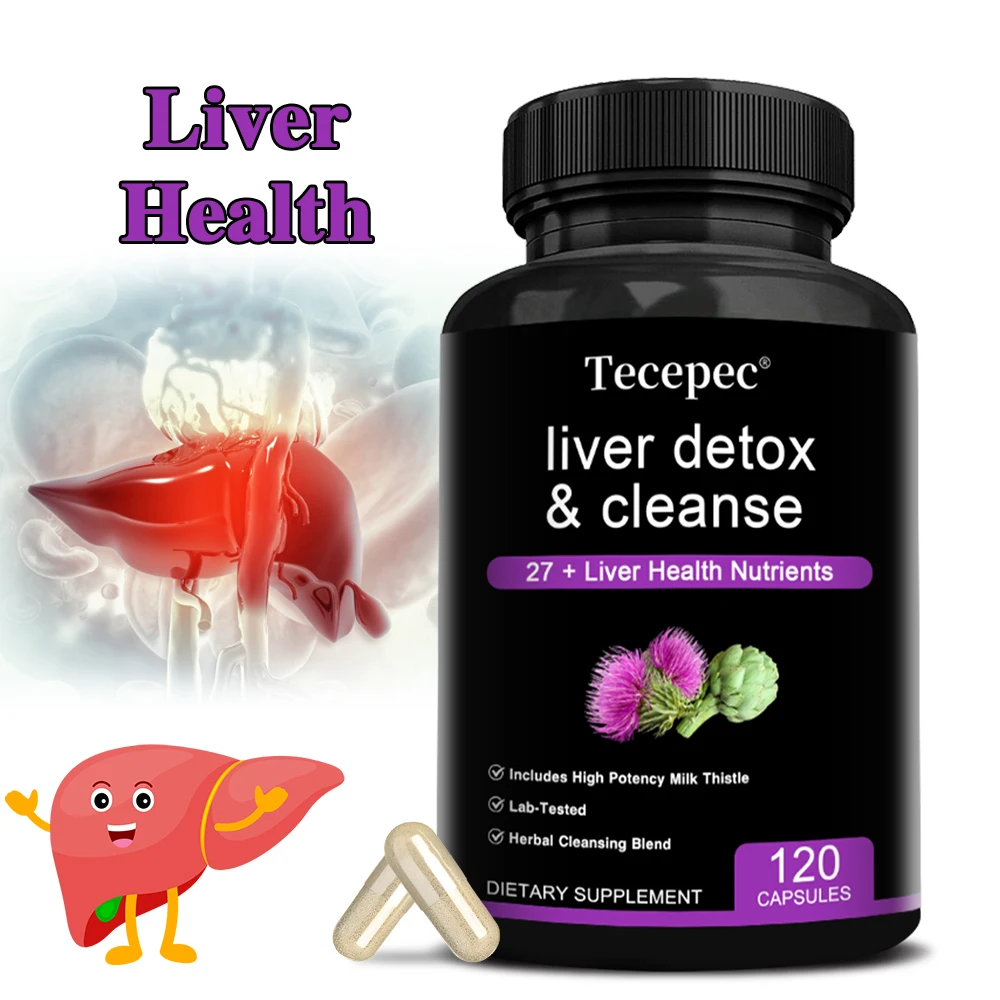 Liver Support Supplement Capsules with Milk Thistle Dandelion Turmeric Artichoke Herbal Blend 120 Vegetarian Daily Wellness