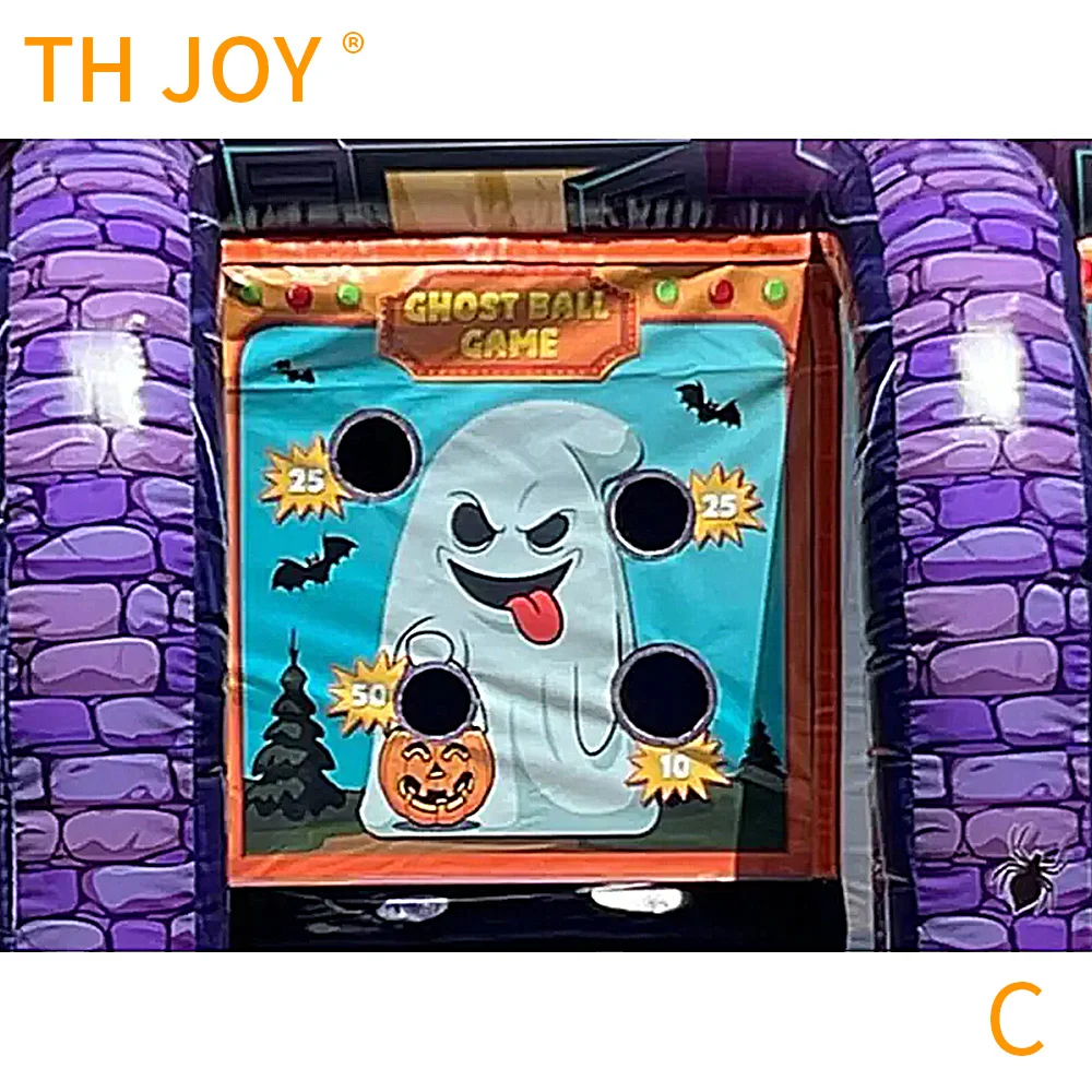 3 in 1 inflatable pumpkin toss game haunted house theme ball dart carnival games for Halloween