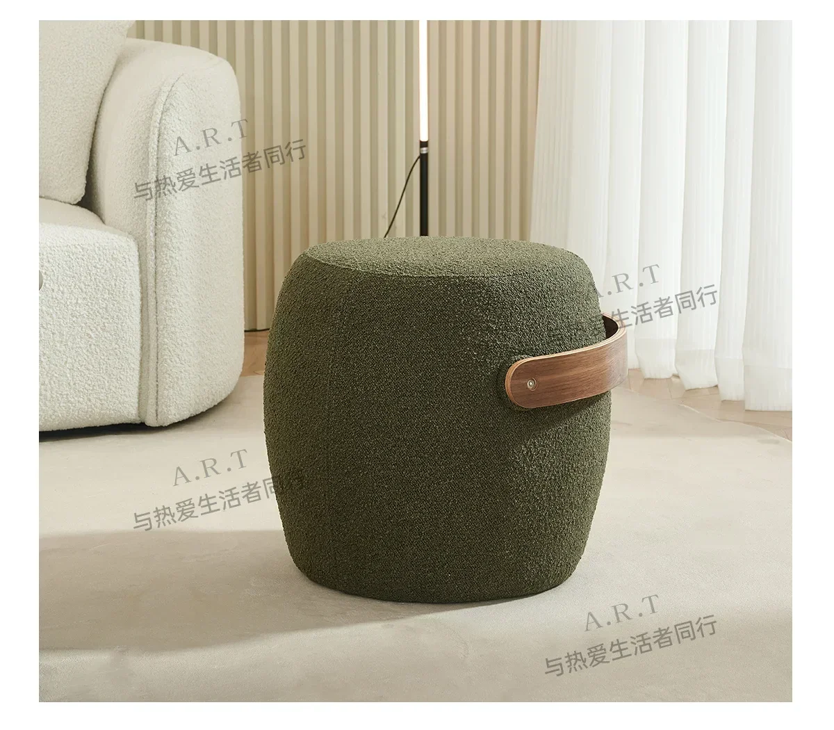 TTModern, Home Shoe Changing Stool, Italian Light Luxury Solid Living Room Wooden Pier Footstool