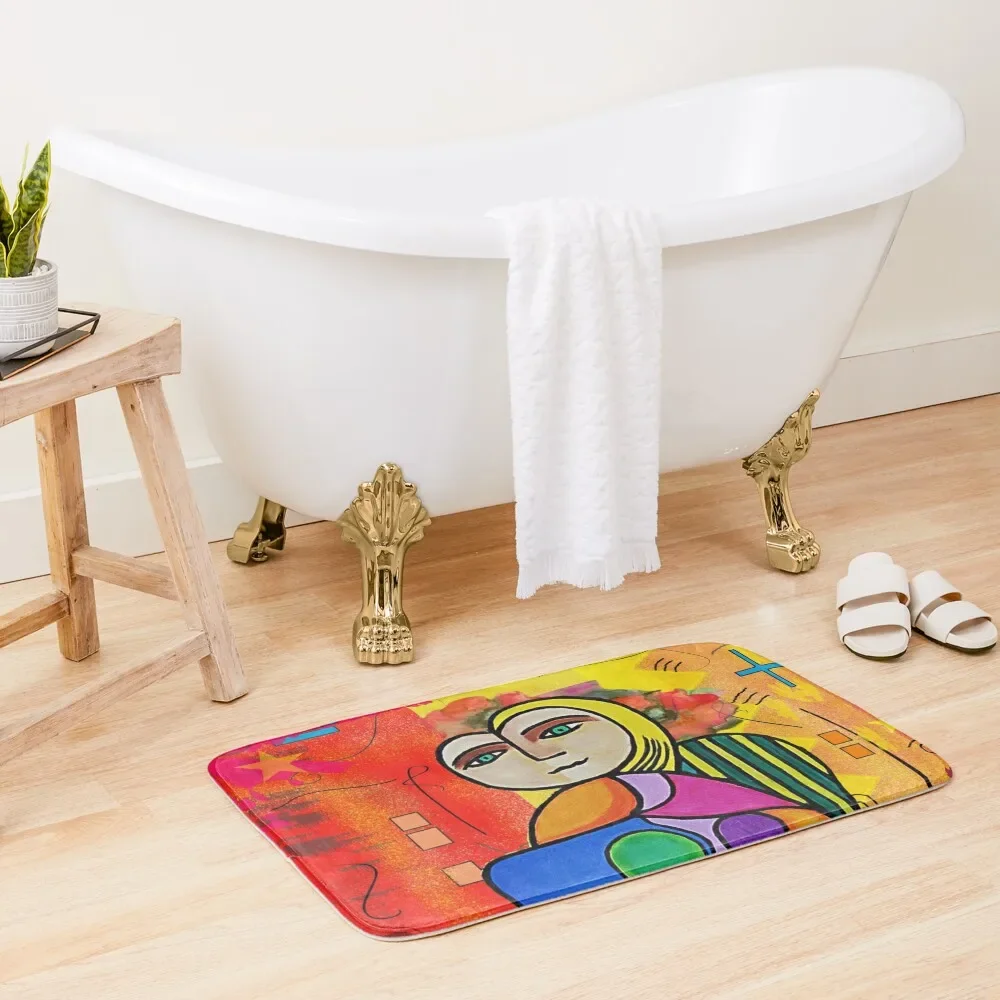 

Funky Art Lady with Flower Bouquet Bath Mat Bathroom Rugs And Set Sleeping Room Rugs Carpet Anti Slip Wc Mat