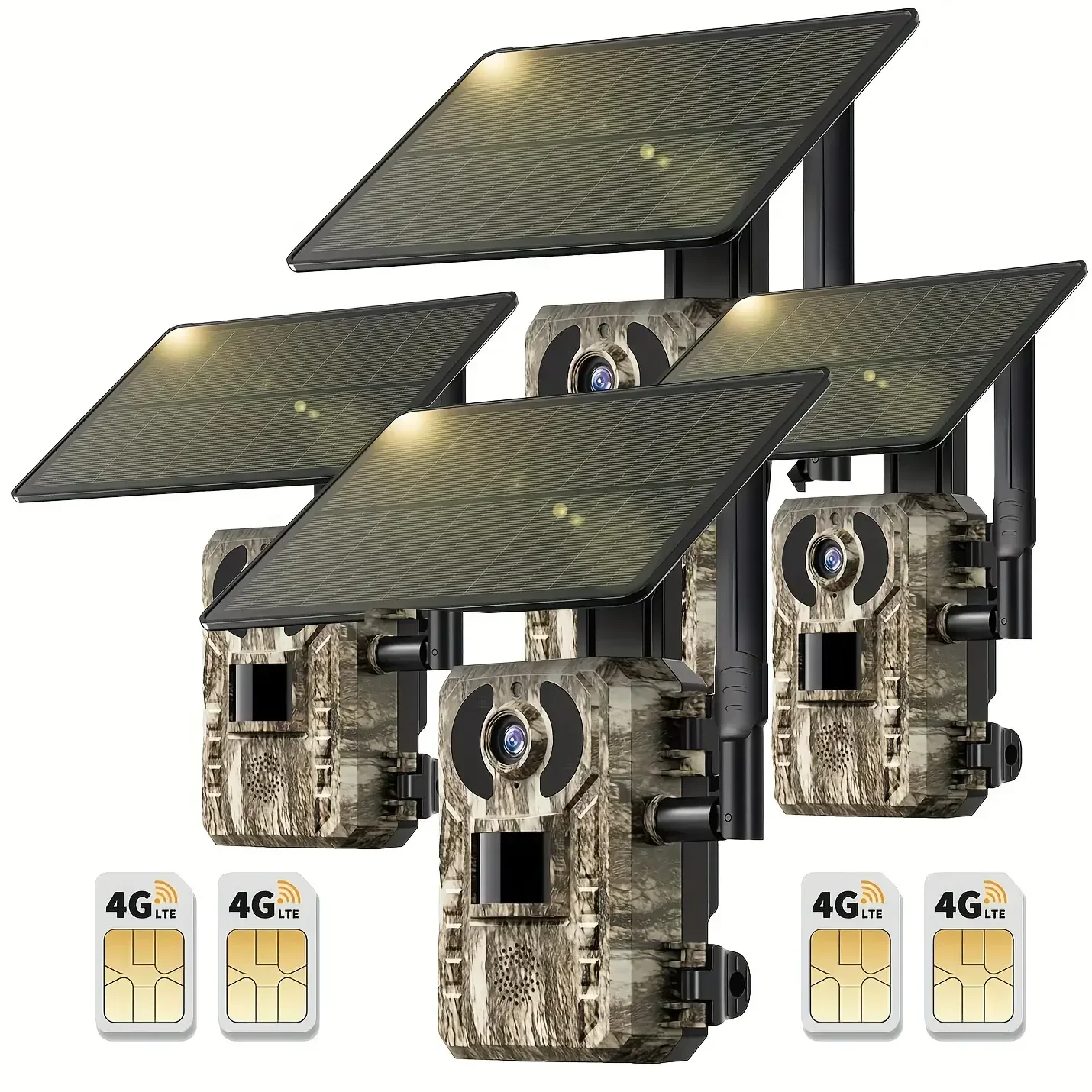 4G LTE Solar Trail Camera – 2K Live Video, Solar-Powered (No Power Cord), Live View Remote APP Control,  Motion-Activated Color Night Vision, Waterproof, SIM Card Included Outdoor Game Survival Tools