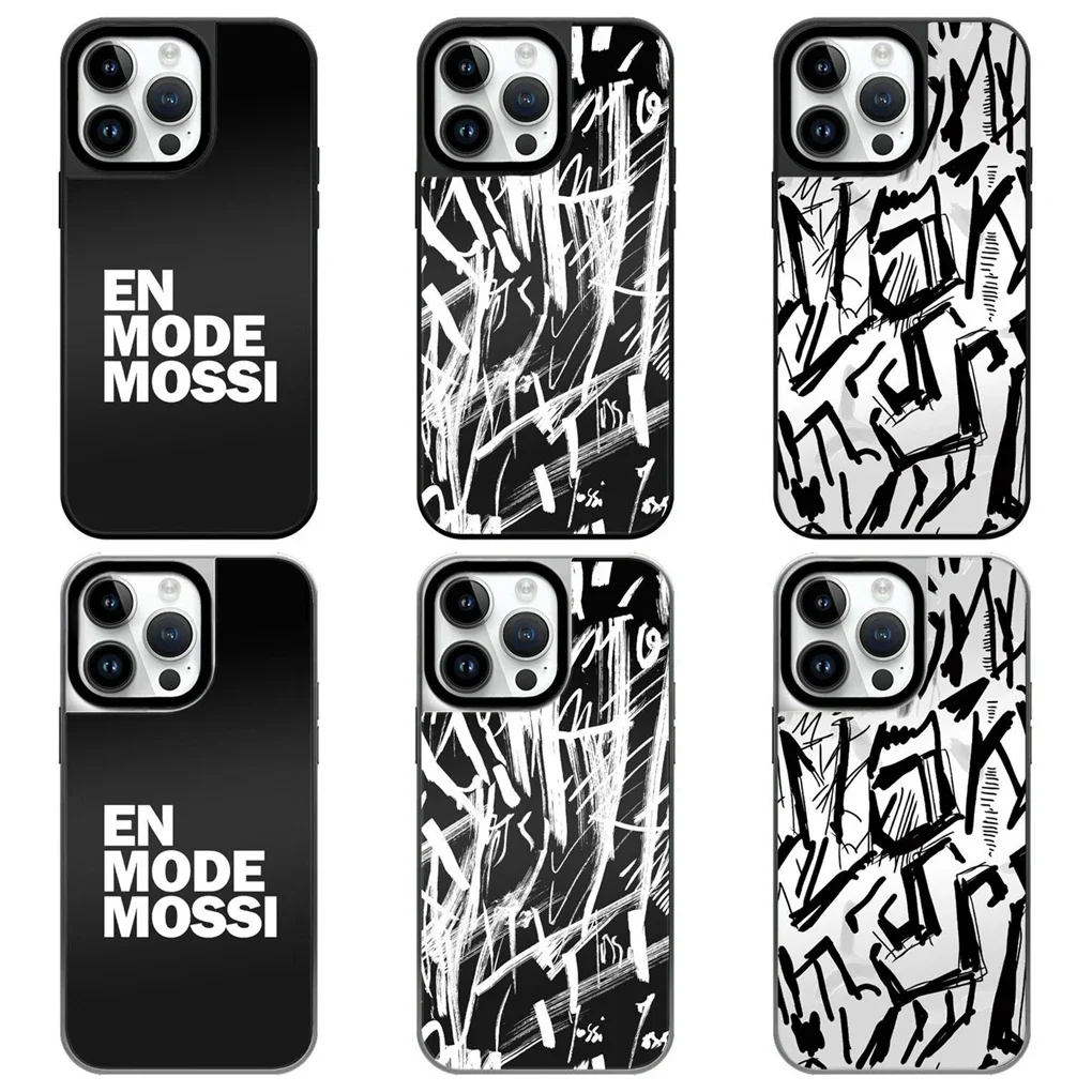 

Black White Graffiti Mirror Magnetic Protective iPhone Case Cover for 16 15 14 13 12 Pro Max Case