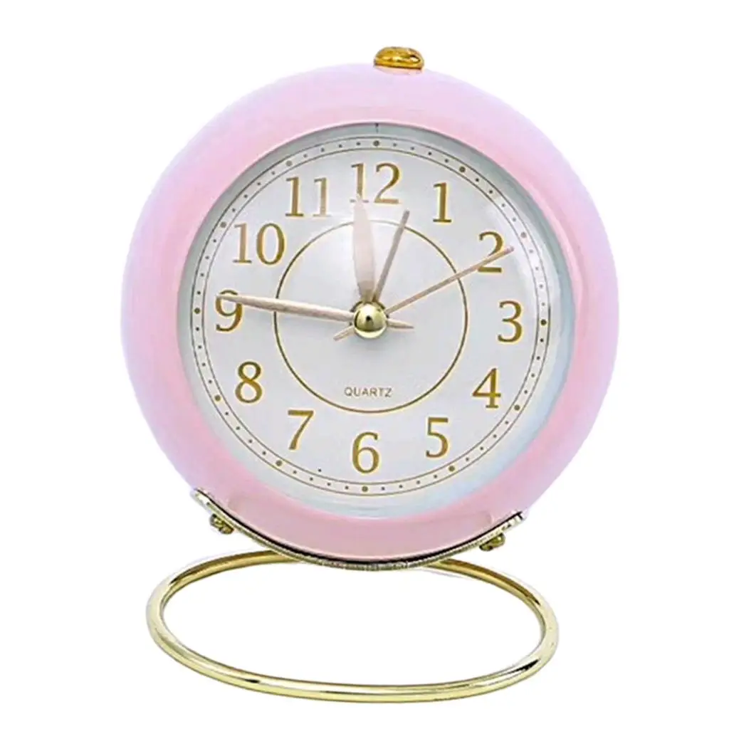 

Silent Metal Table Alarm Clock with Eye Protection Night Light for Bedroom and Study Use
