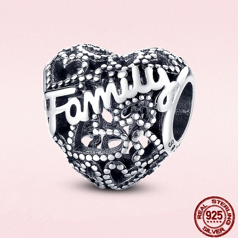 925 Sterling Silver Heart Circular Animal Beads Fit Original Pandora Charm Bracelet DIY Fashion Silver 925 Jewelry Making