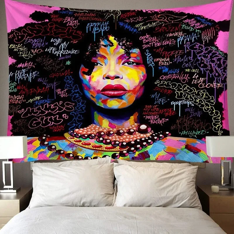 Tapestry African-American Black Girl Fashion Creative Design Background Wall Background Tapestry Home Bedroom College Dorm Decor