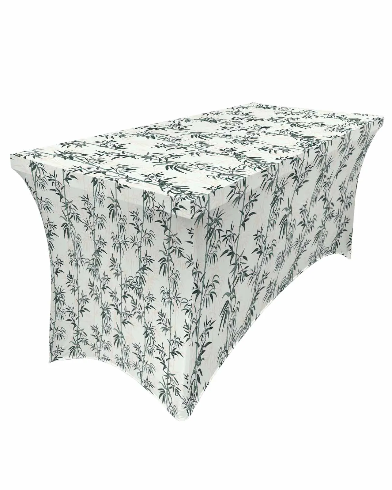 

Chinese Style Bamboo Simple Rectangular Elastic Table Skirt Wedding Hotel Table Cover Holiday Dining Table Tablecloth