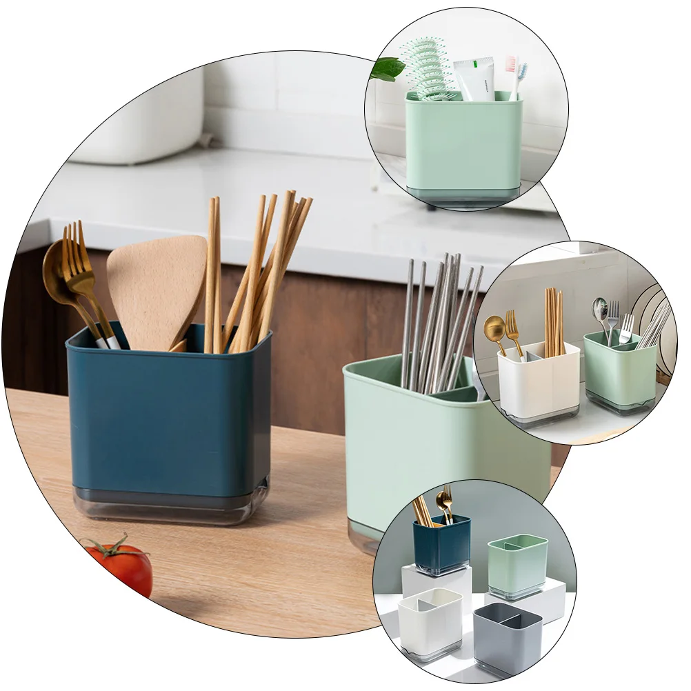 

1pc Chopsticks Holder ganizer Kitchen Rack Drain Dense Hole PP Utensil Stand Cutlery Countertop Bamboo Compartments Ventilation