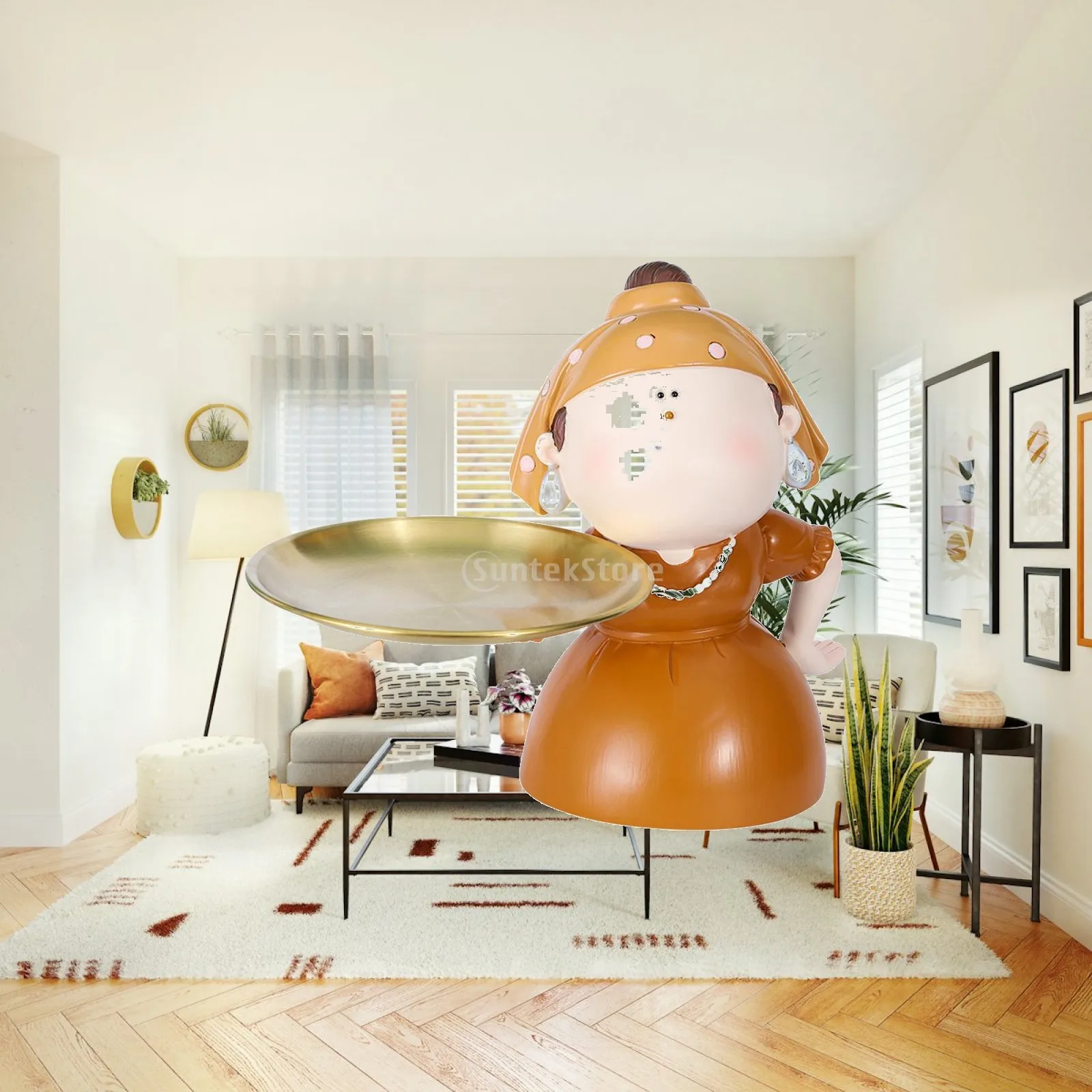 Girl Sculpture Storage Tray Nordic Figurine Living Room Decoration