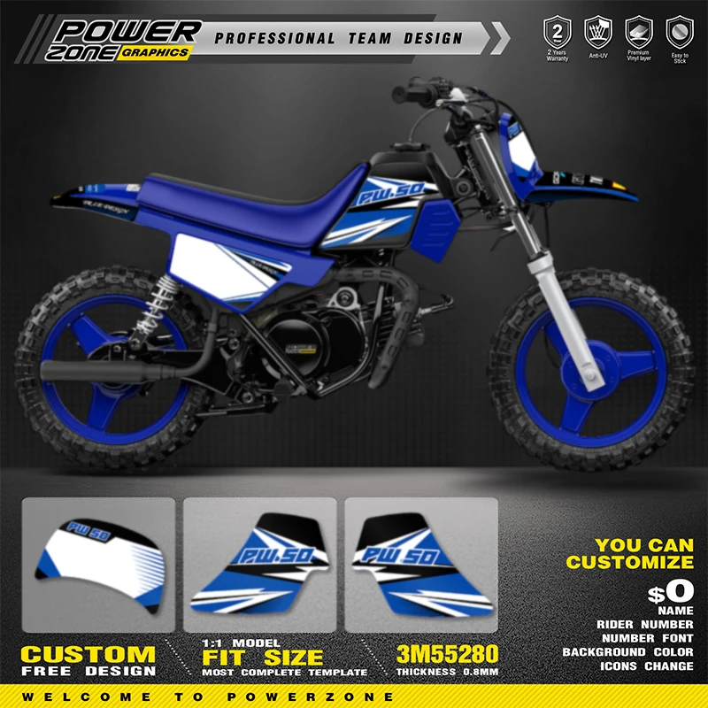 

Пользовательские графические наклейки PowerZone для комплекта наклеек 3 м для YAMAHA PW50, наклейки для мотоцикла 01