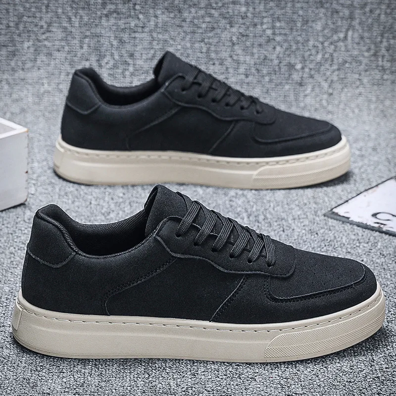 Men 2024 New Trendy Wear Resistant Casual Dad Shoes Leather Surface Fashion Casual Tenis Height Increasing Sports Shoes Sneakers