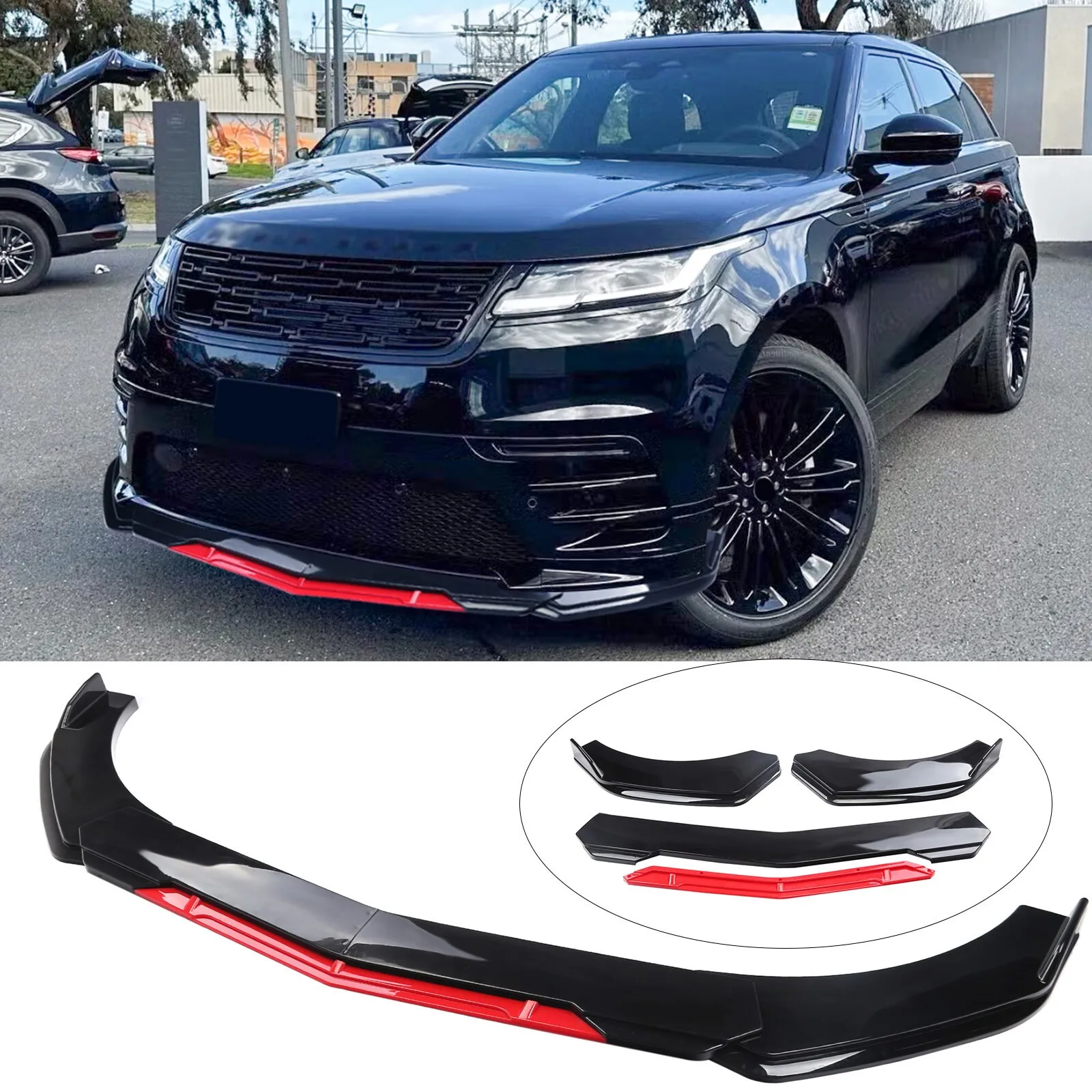 

For Range Rover Sport Land Rover Black +Red Front Bumper Lip Splitter Spoiler