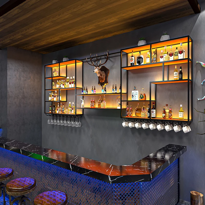 

Commercial Modern Bar Cabinet Wine Rack Metal Storage Bar Cabinet Wine Rack Wall Modern Botellero Vino Drinking Bar Furniture