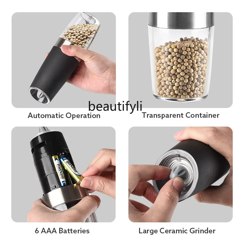Gravity Induction Grinder, Gravity Induction Mini Smart Salt and Pepper Grinder Electric Grinder