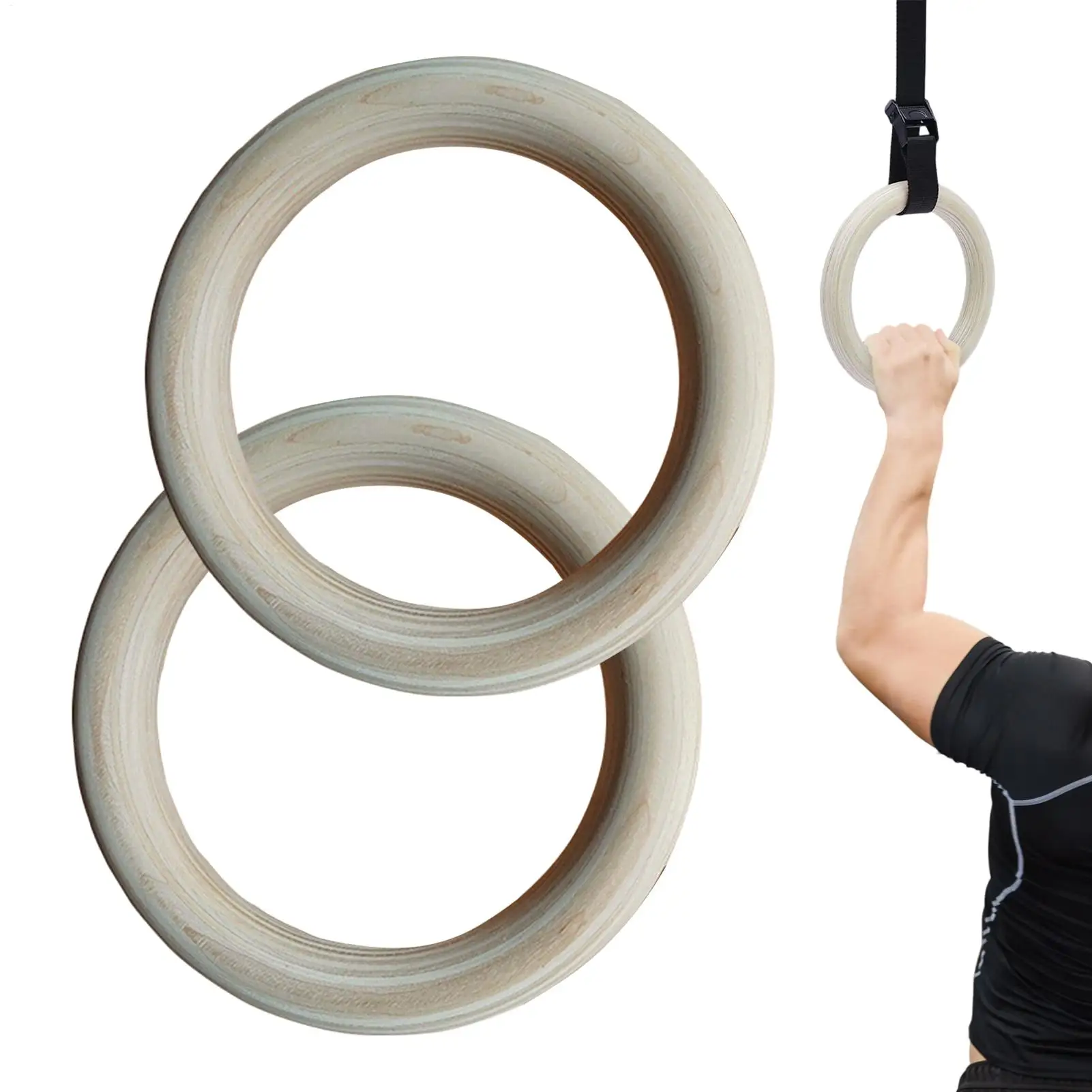 

2 шт./пары деревянные портативные гимнастические кольца для тренажерного зала, сила плеч, домашнее фитнес-тренировочное кольцо для физических упражнений