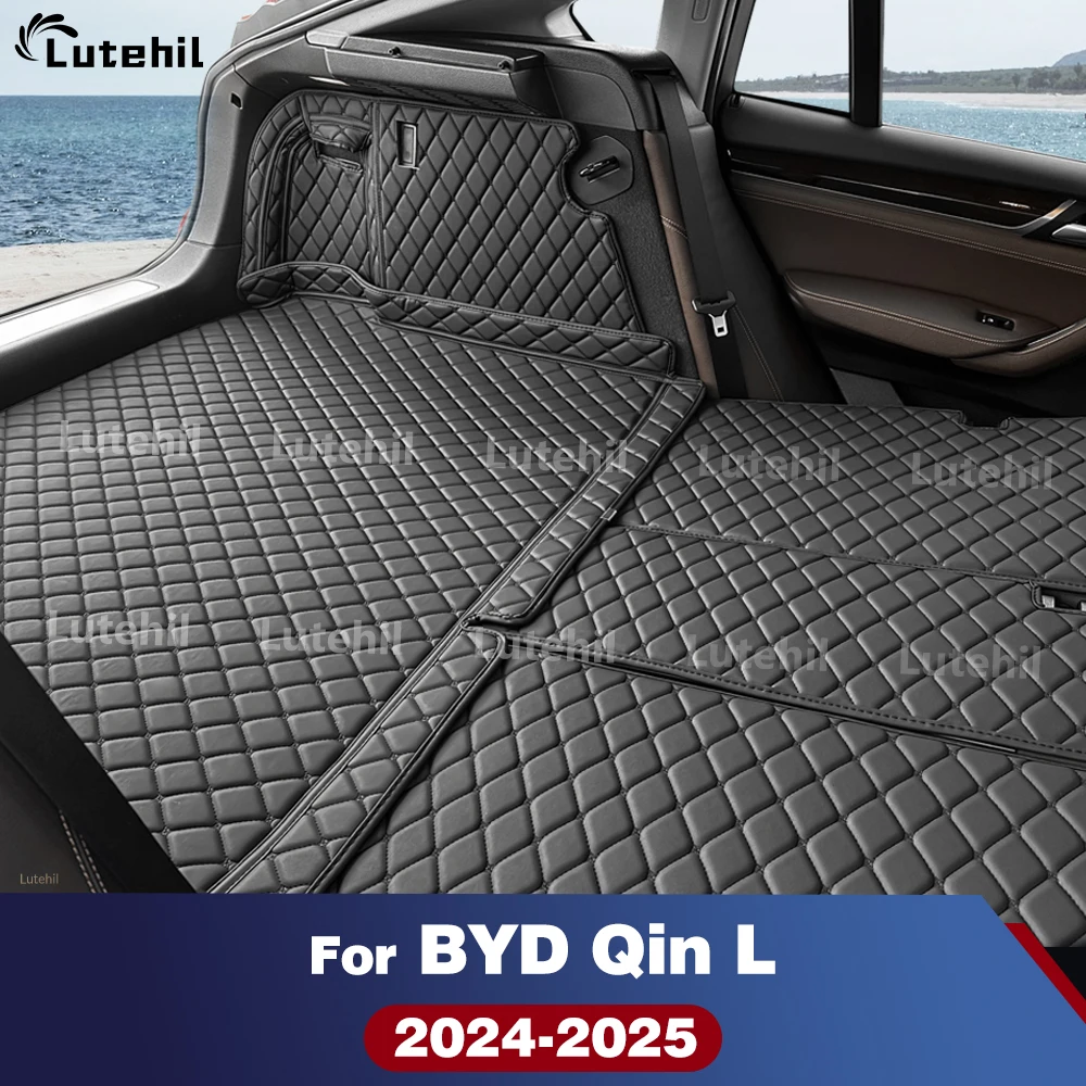 

Грузовой вкладыш для BYD Qin L 2024 2025, полный комплект, коврик для багажника, всепогодный ковер с защитой спинки, аксессуары для грузового коврика