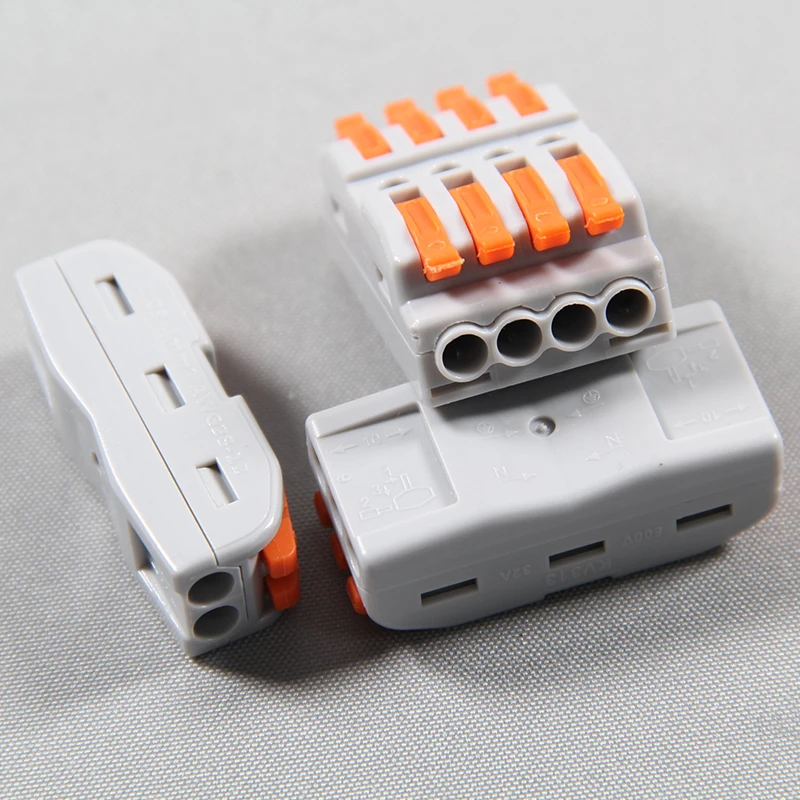 Universal Wire Connector 2/3/4 Port Quick Splicing Terminal Block 32A 250V Flexible Solid Cable Wiring Connector 2Pcs