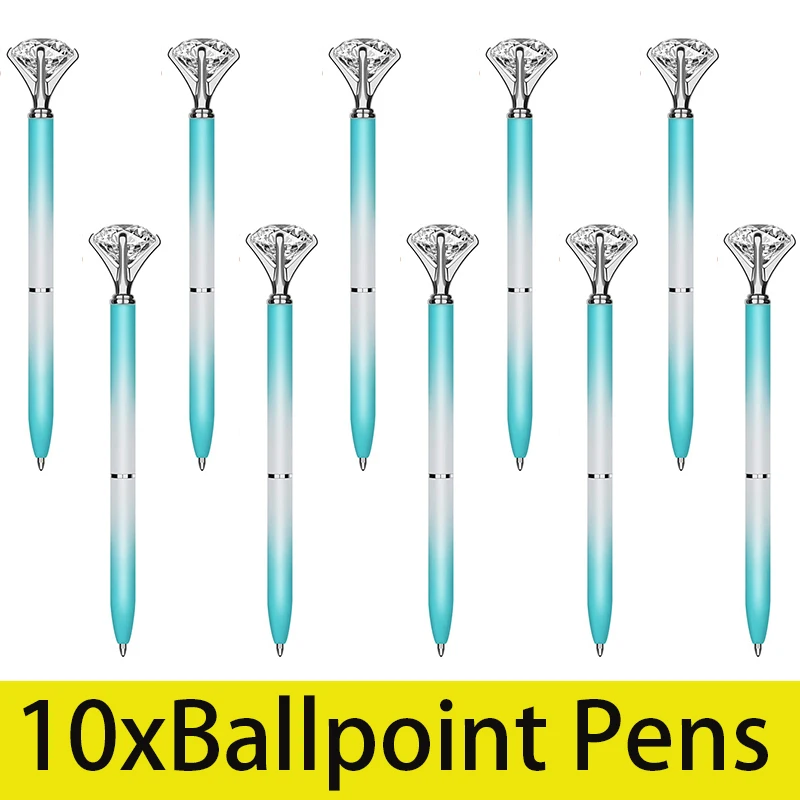 10Pcs Metal Diamond Pens Ball Point Ink Pens Diamond Shape Pens Writing Tool Signing Pen Writing Pen