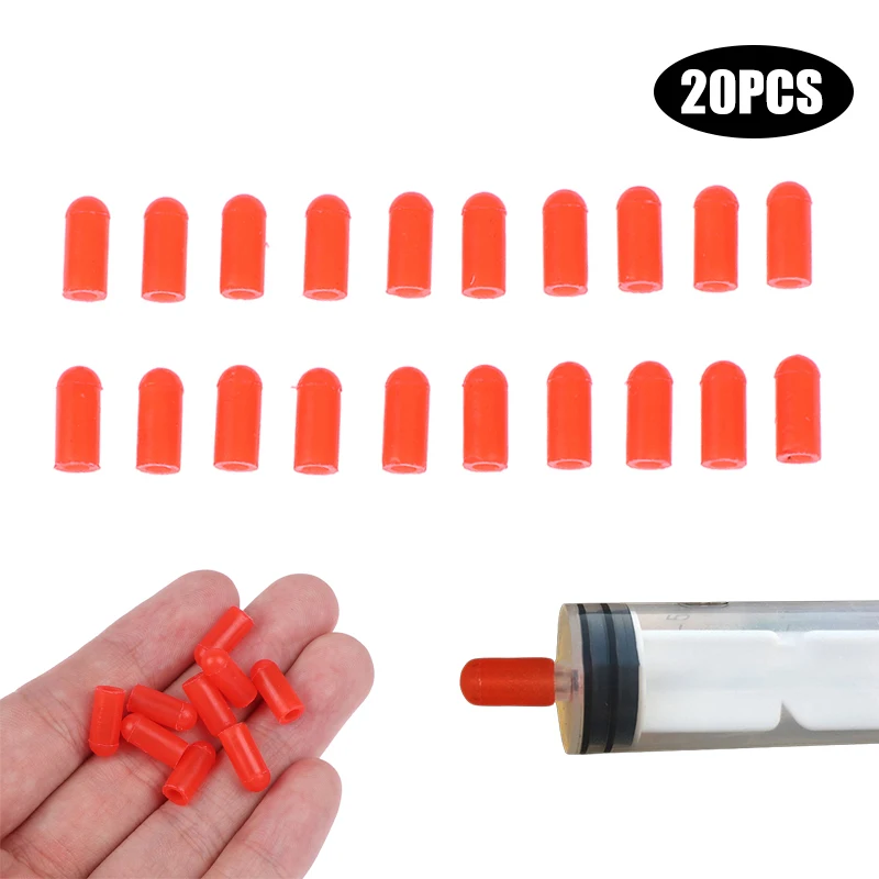 20pcs/set Food Grade Silicone Rubber Needle Cover Syringe Sealing Test Tube End Cap Accessorie