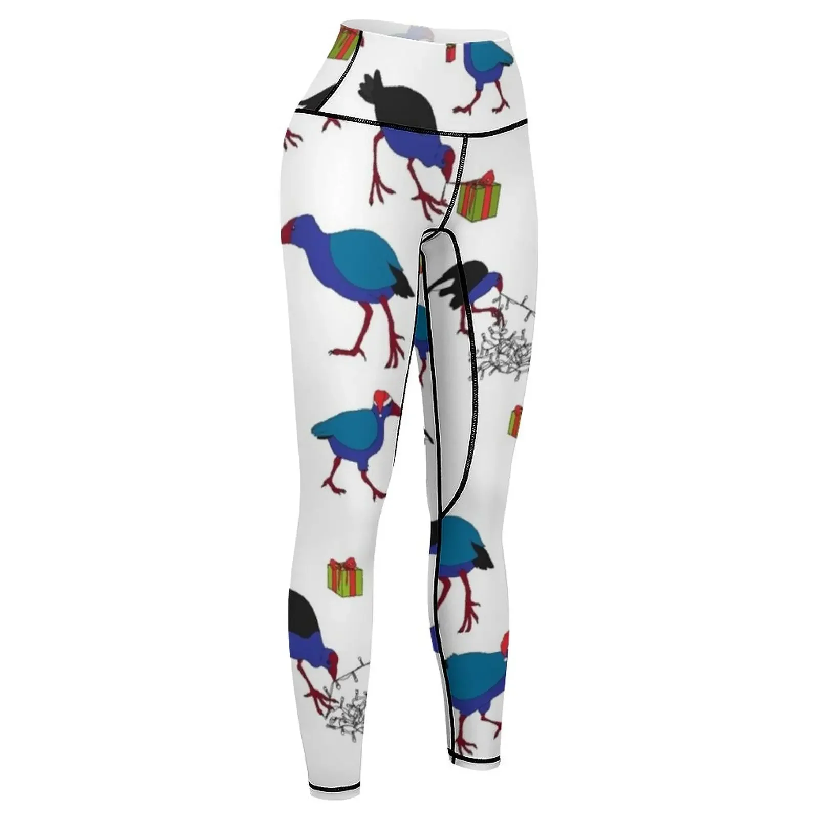 Pukeko and Takahe Party - White Leggings gym's clothing workout clothes for for physical Womens Leggings