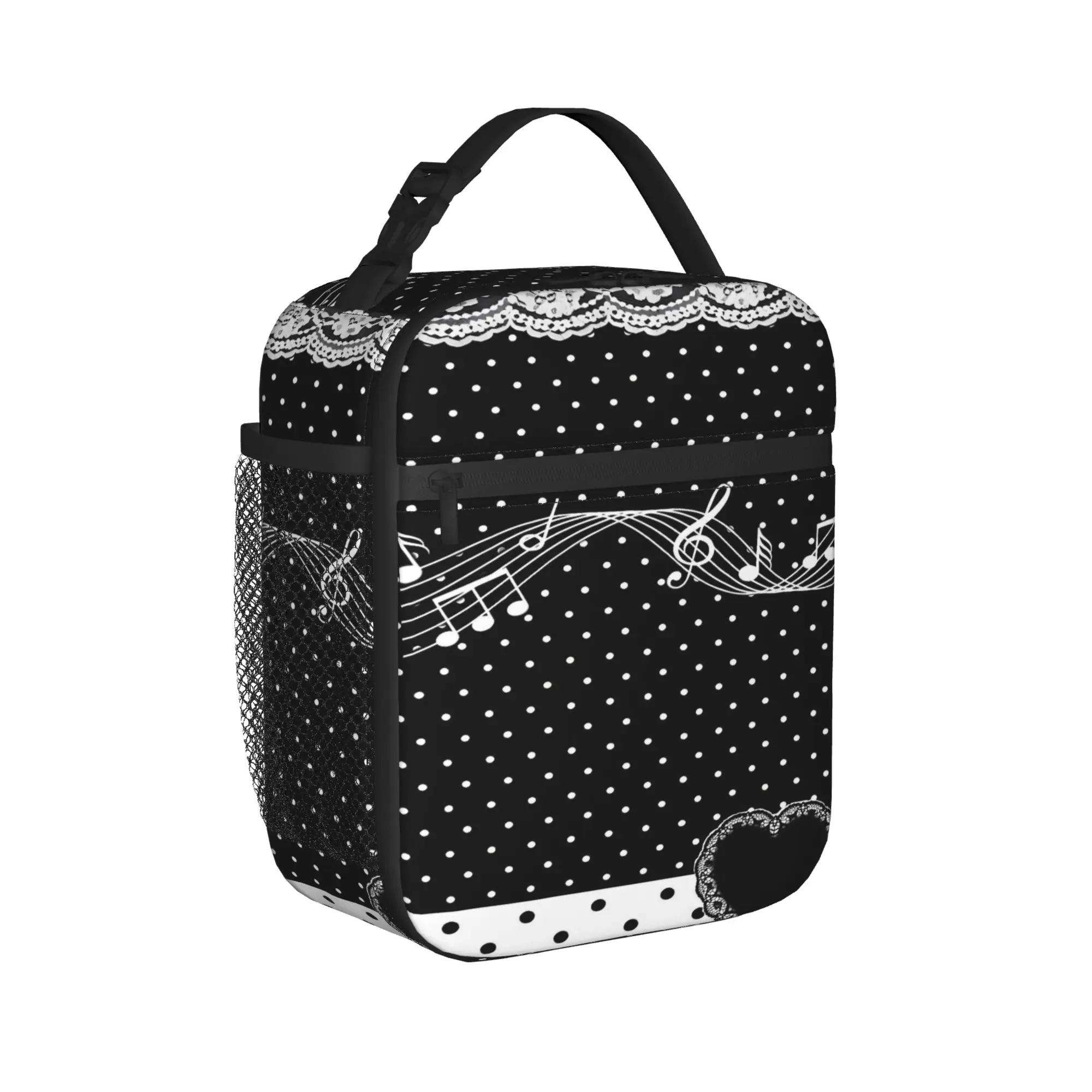 Personalized Piano Mochilas Mujer Polka Dot Print Lunch Bag  Fashion Lunch Box Portable Cooler Bag Oxford Custom Tote Food Bags