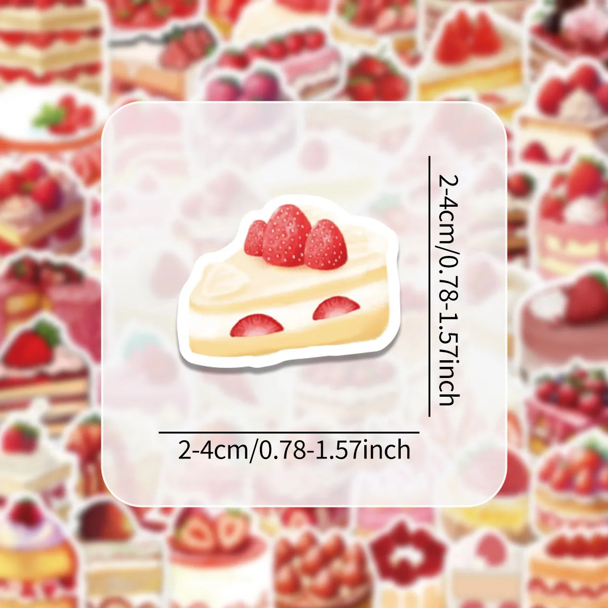80Pcs Strawberry Dessert Sticker Pack - Cute Cake Decals, Suitable for Planners / Journals / DIY Decoration