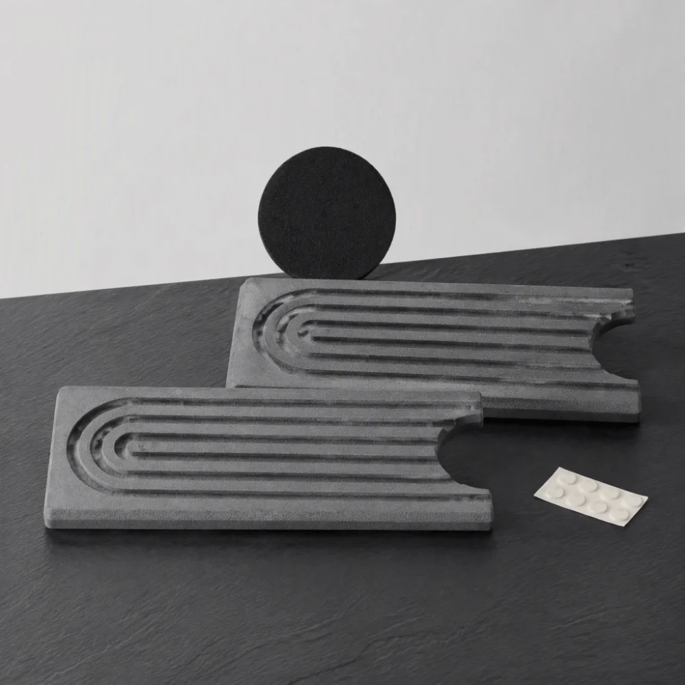 3pcs Fast Drying Faucet Mat Diatomite Absorbent Pad Diatomite Faucet Mat Dark Gray With Sanding Tool Kitchen Sink Protector
