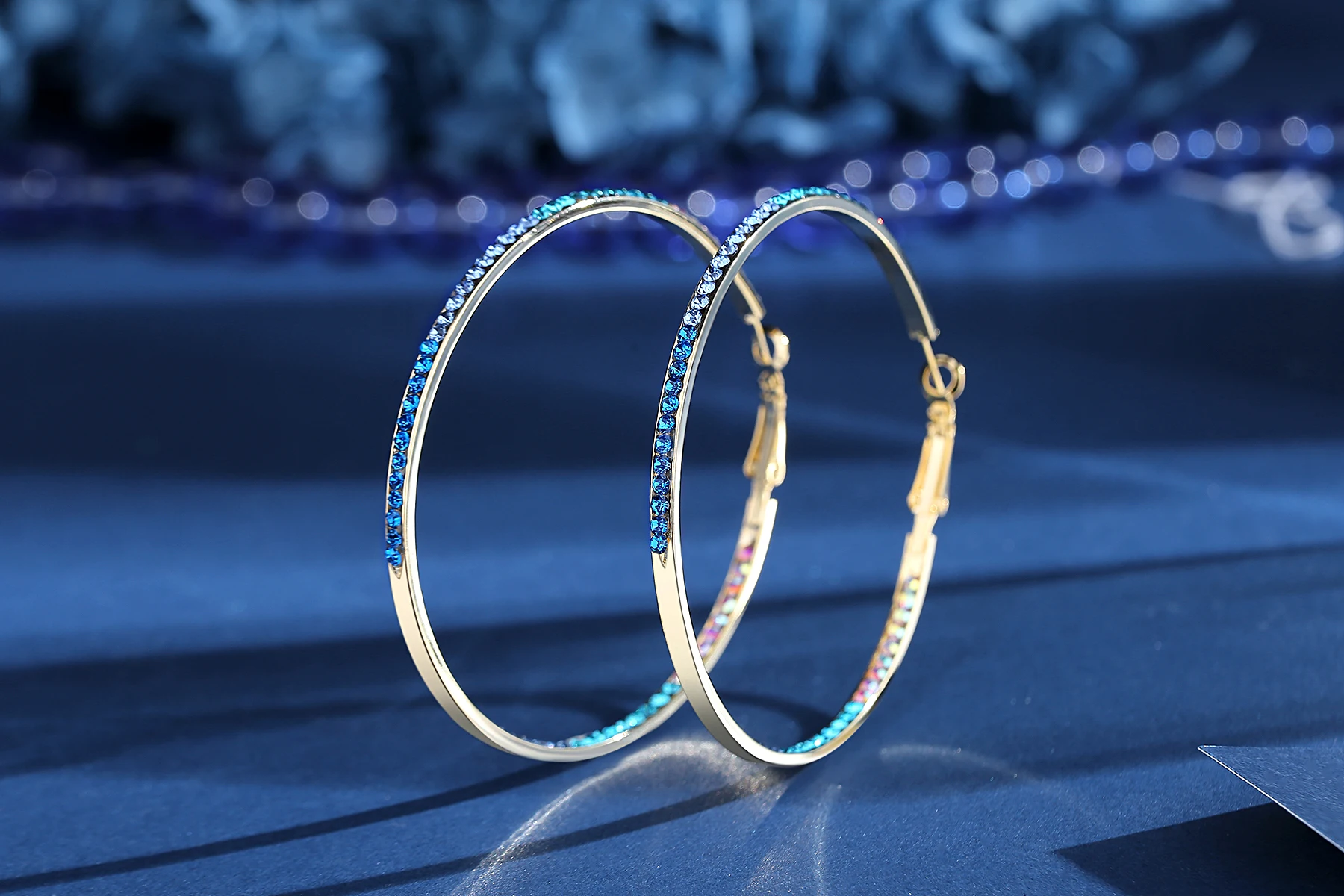 Classic Luxury Large Hoop Earrings Female Wedding Exquisite Jewelry Gradient Colorful Full Diamond Earrings