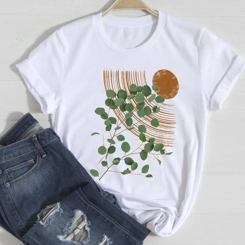 Fashion Color Geometry with Retro Cute Women's Casual Short-sleeved T-shirt Graphic T Shirts  Tops Summer polyester fabric