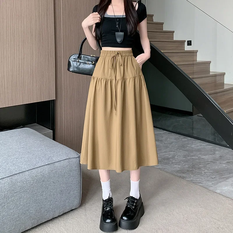 Tfetters 2025 verão uma linha saias femininas pequenas flores design moda cintura alta fino ajuste retro meados saia senhoras vêtement femme