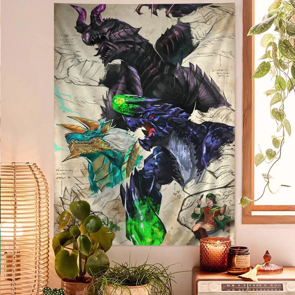 

Большой Настенный гобелен с принтом монстров, недорогой настенный богемный настенный гобелен в стиле хиппи, мандала, домашний декор