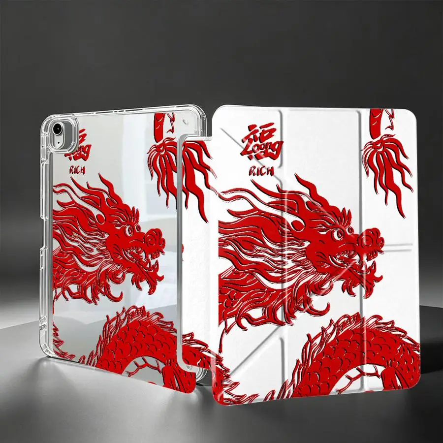 Chinese Trend Fortune Dragon Tablet Case For Samsung Galaxy Tab S7 FE A11 S9 Plus S10 Lite A9 Plus S8 A8 With Pen Slot Cover