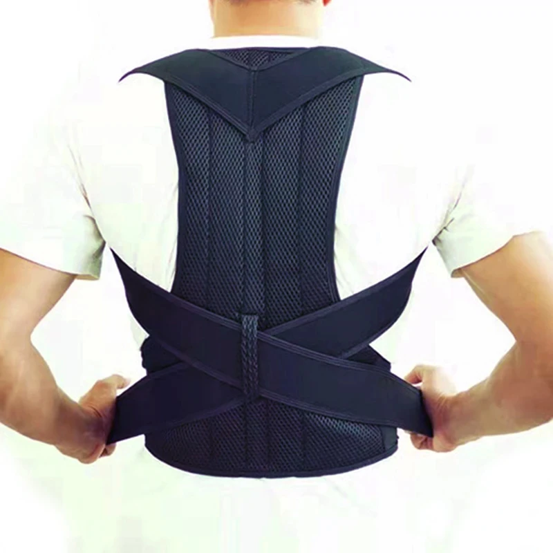 YBFDO Men Adjustable Back Belt Body Shaper Posture Corrector Shoulder Lumbar Brace Spine Support Adult Posture Correction Corset