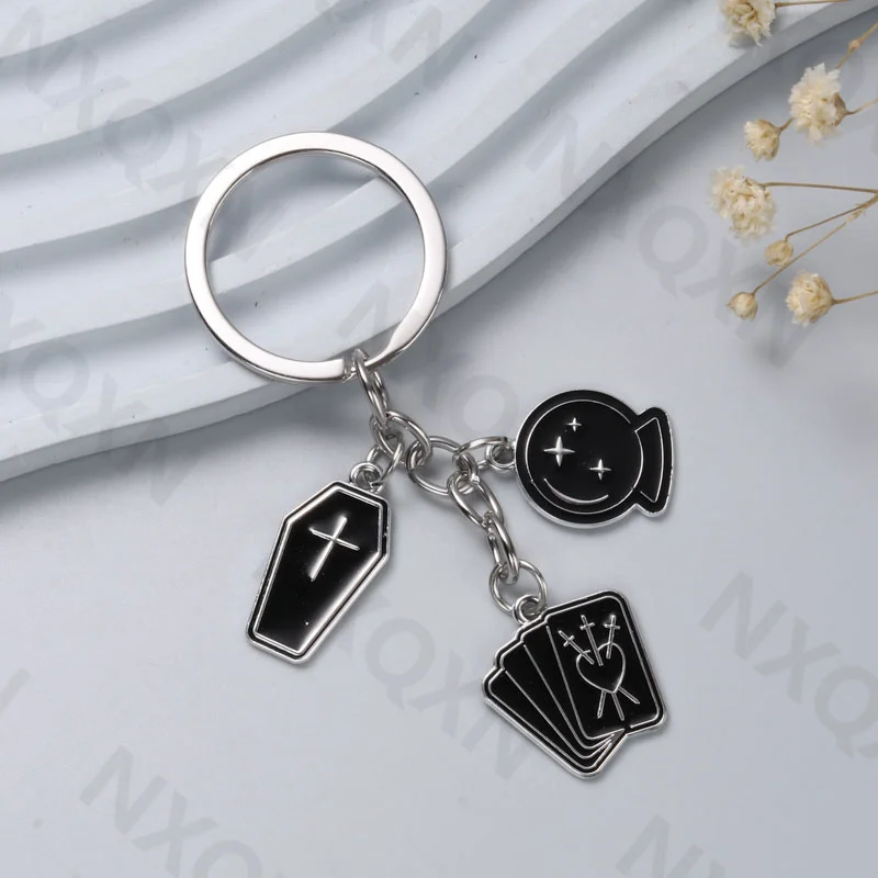 كتاب السحر الأسود التارو بطاقة مجموعة للرجال والنساء ، والمجوهرات المصنوعة يدويا ، الكريستال الكرة المفاتيح ، القمر ، نجمة حلقة رئيسية ، هدية الصداقة ، ببساطة #5