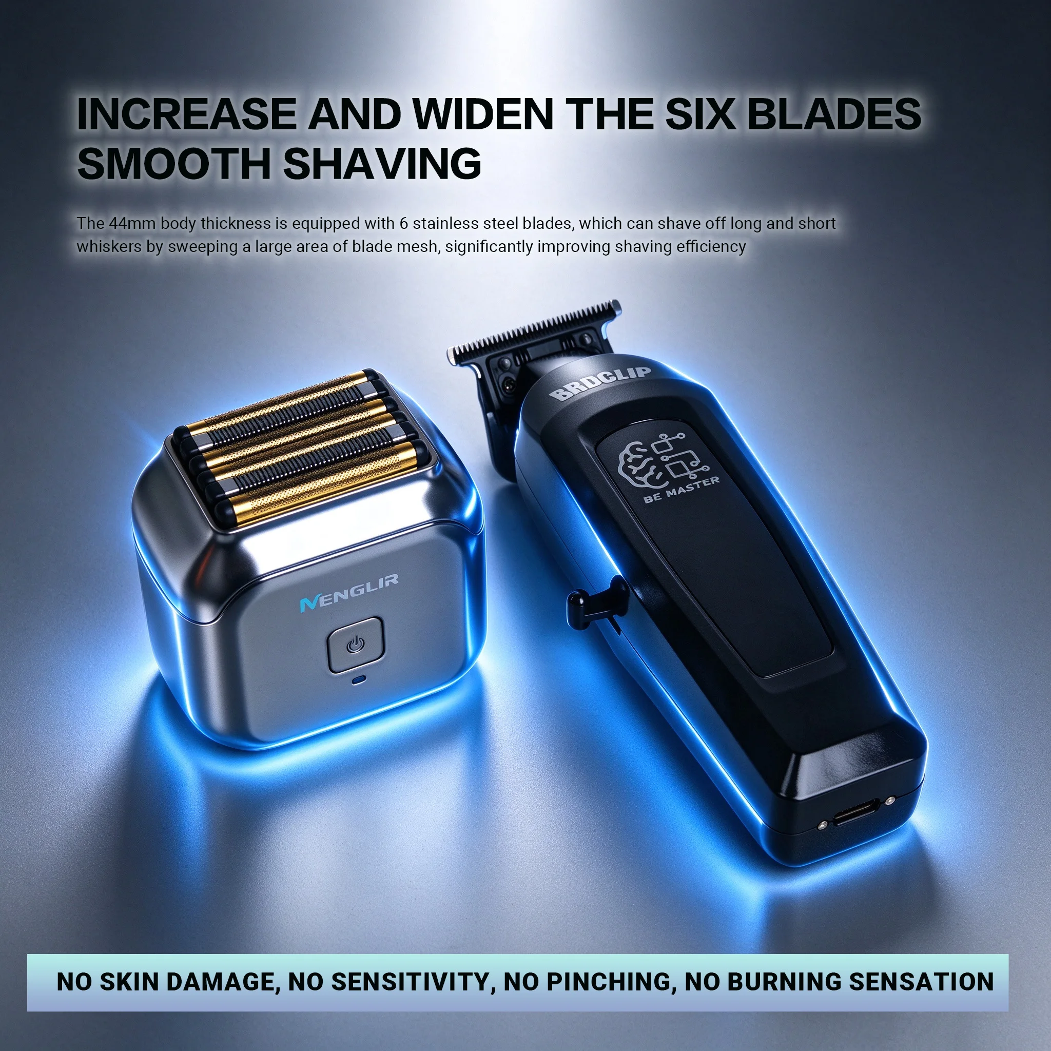 Mi6334 13000RPM Magnetic Suspension Foil Shaver BRD-107 8000RPM Professional Detail Trimmer Complete Grooming Kit