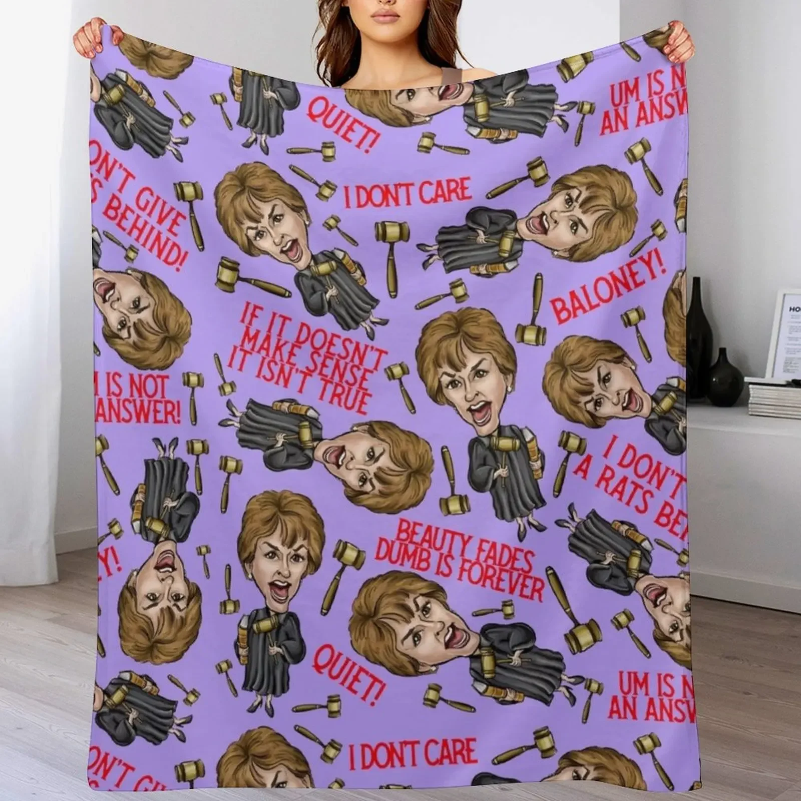 

Purple Judge Judy Print Throw Blanket Decorative Throw Personalized Gift Blankets