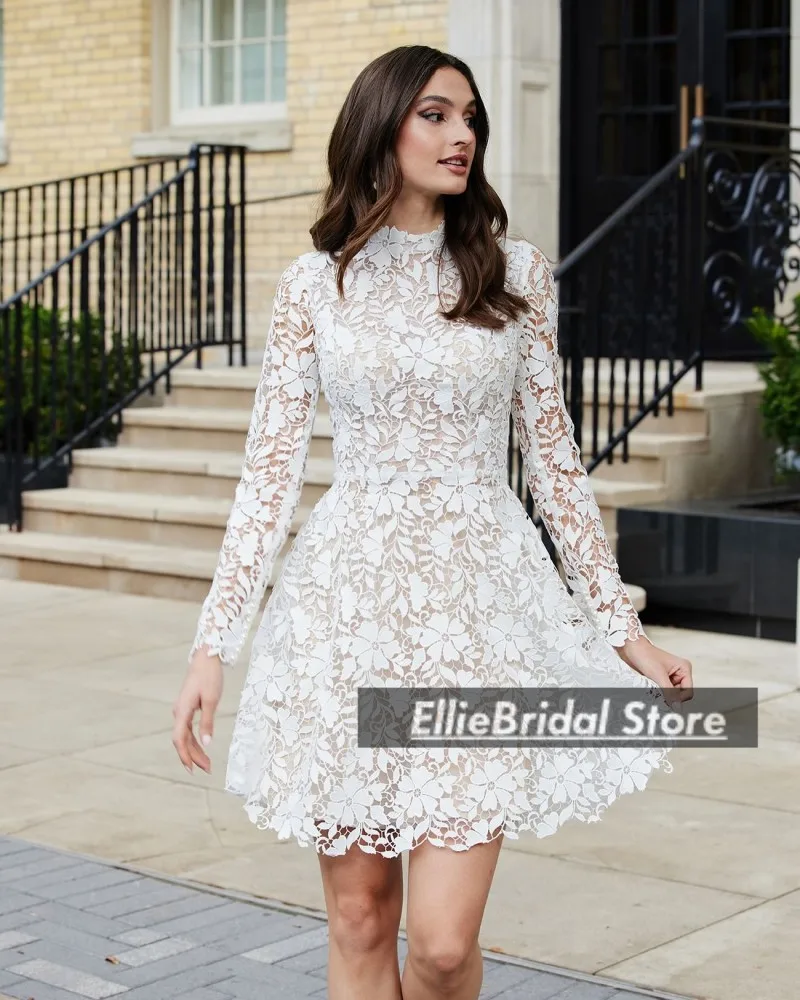 فساتين زفاف فيكتورية فاخرة مزينة بالدانتيل وأكمام طويلة ورقبة عالية زي العرائس للنساء 2025 فيستدو دي نوفيا مخصصة