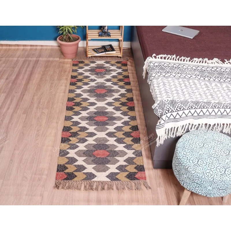 Handmade Rugs Flat Woven Kilim Reversible Hand-Woven Pastel Color Rug Area