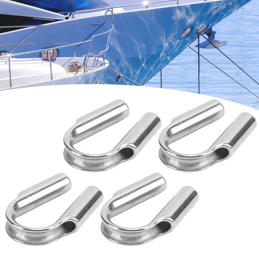 4pcs Outdoor Heavy Duty Stainless Steel Thimbles Durable Antirust Winch Rope Thimble Cable Protector Sleeve For Boating