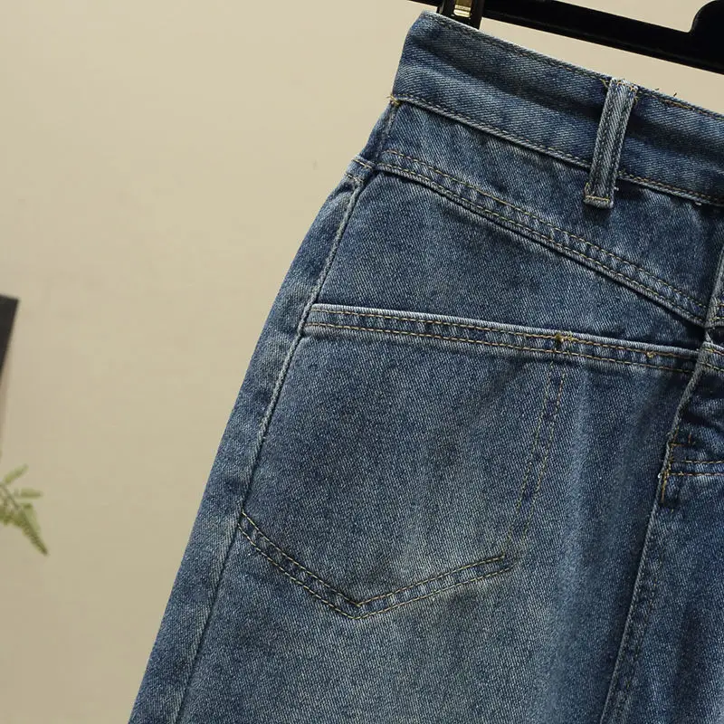 Imagem -06 - Saia Jeans Dividida de Cintura Alta Feminina Saia Midi Linha a Feminina Moda Simples Vintage Roupas para Primavera e Outono 2023